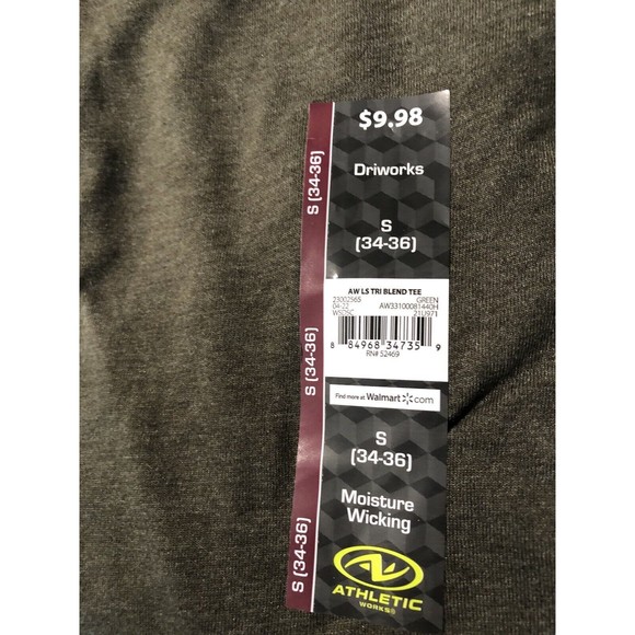 Pack of 2-Athletic Works Men's Olive Green Active Long Sleeve T- Shirt - Picture 9 of 9